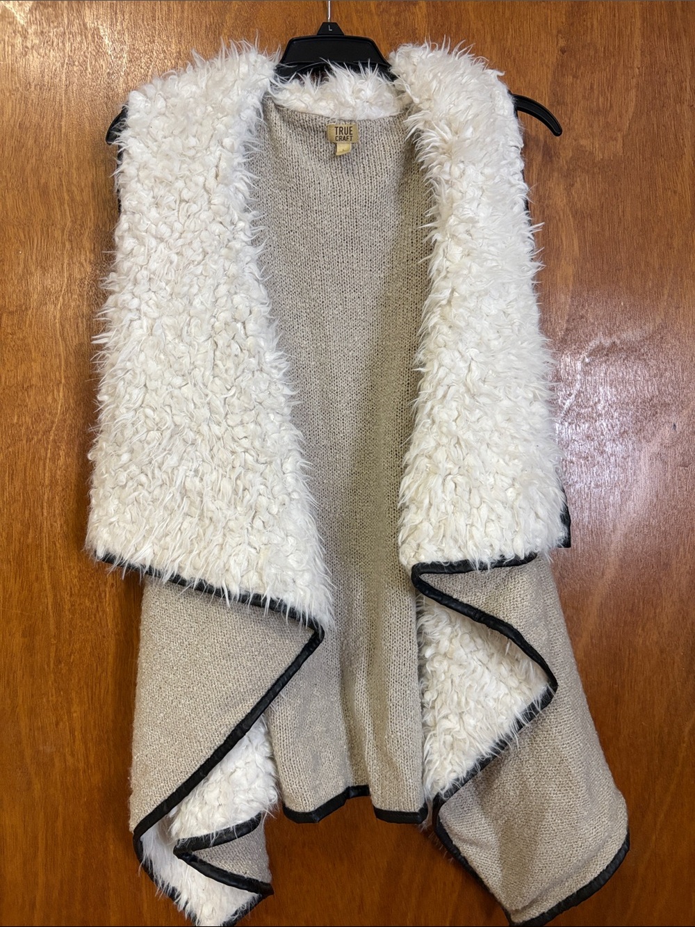 True Craft Cream Faux-Shearling Draped Vest size L